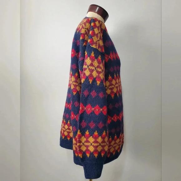 Minkha 100% alpaca colourful patterned long cardigan. Size  XL - Picture 4 of 10